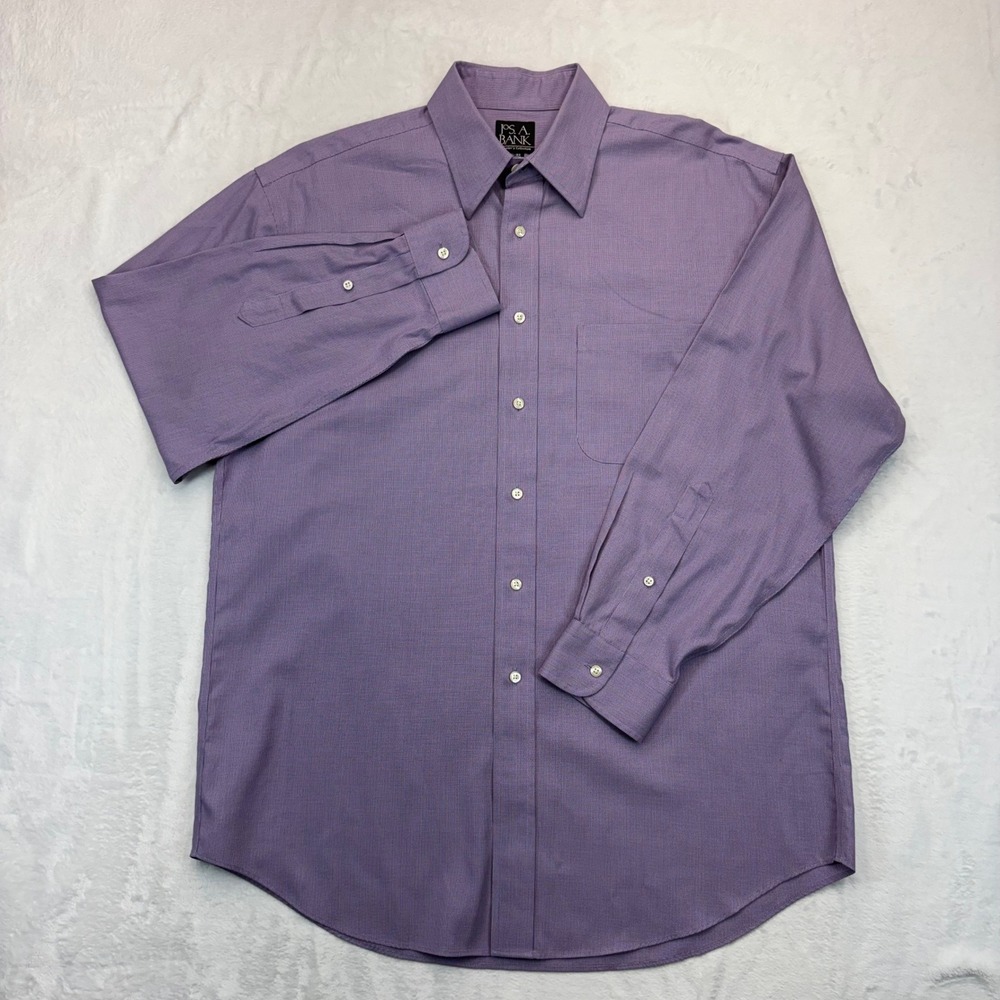 Jos. A. Bank Mens Purple Traveler Collection Cotton Button Down Shirt 15.5-33